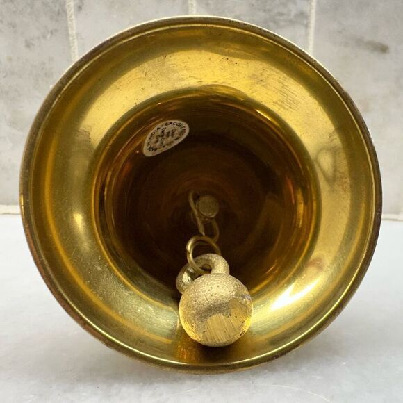 Made In India Lacquered In USA Polished Brass Hostess Bell Gold-tone Size 4" - Picture 3 of 4